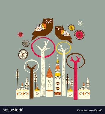 					Card with two owls vector image														