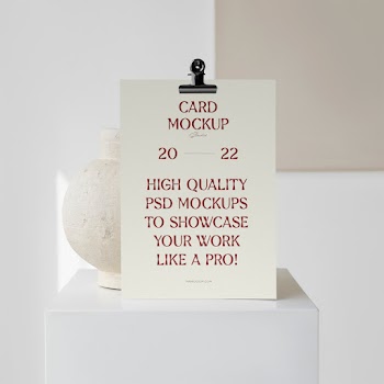 Card with Vase PSD Mockup