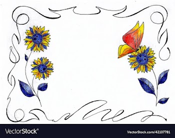 card with yellow-blue flowers and a butterfly