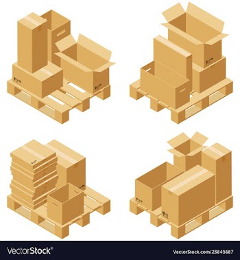 Cardboard boxes and wood pallet vector image