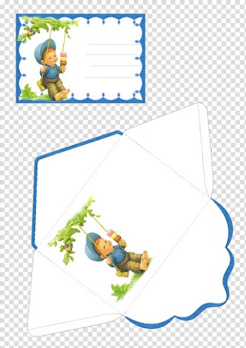 Cards for children, blue and green swing birthday card transparent background PNG clipart