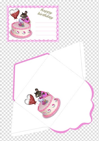 Cards for children, round birthday cake collage transparent background PNG clipart