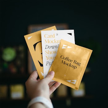 Cards with Coffee Bag Mockup