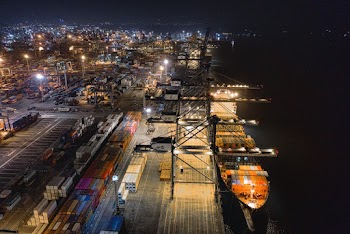 Cargo Ship Near Port  
