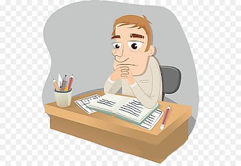 Caricature Photography Illustration - Desk thinking 