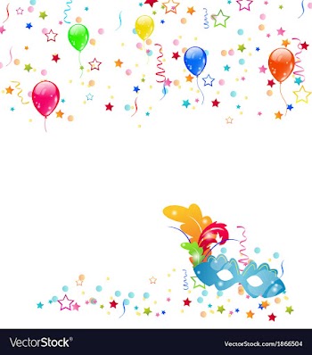  					Carnival background with mask confetti balloons vector image														