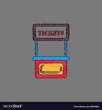 Carnival ticket booth in hatching style vector image
