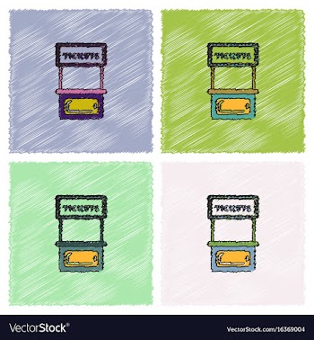 Carnival ticket booth in hatching style vector image