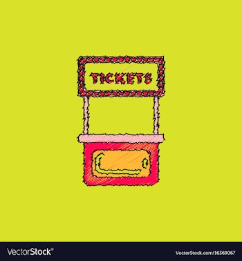 Carnival ticket booth in hatching style vector image