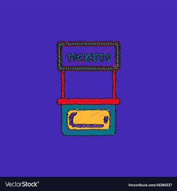 Carnival ticket booth in hatching style vector image