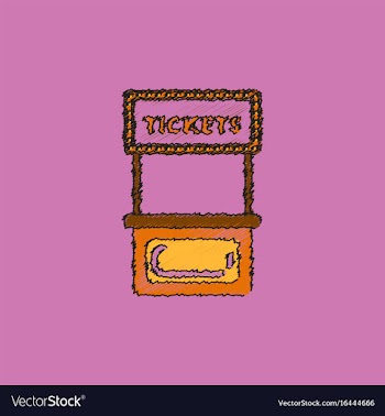 Carnival ticket booth in hatching style vector image