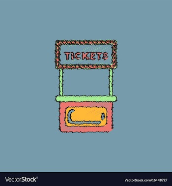 Carnival ticket booth in hatching style vector image