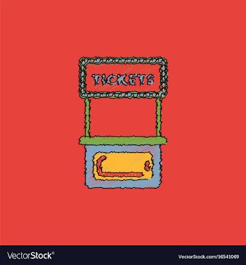 Carnival ticket booth in hatching style vector image