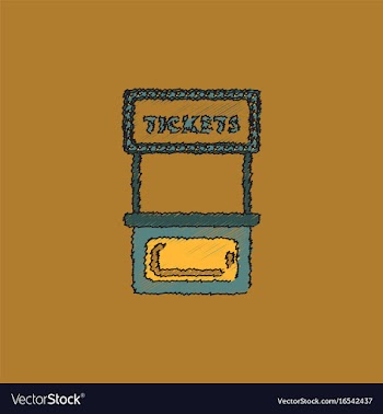 Carnival ticket booth in hatching style vector image