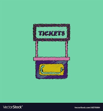 Carnival ticket booth in hatching style vector image