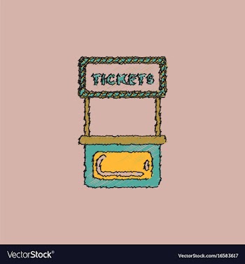 Carnival ticket booth in hatching style vector image