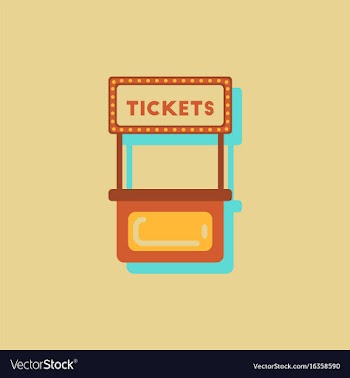 Carnival ticket booth in sticker style vector image
