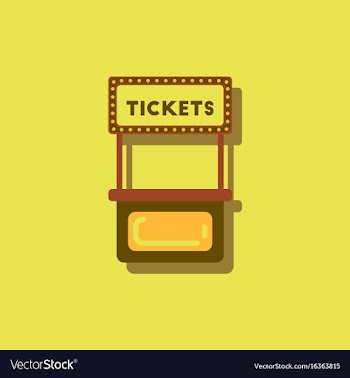 Carnival ticket booth in sticker style vector image