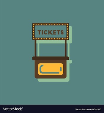 Carnival ticket booth in sticker style vector image