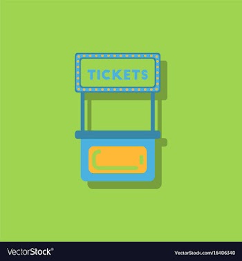 Carnival ticket booth in sticker style vector image
