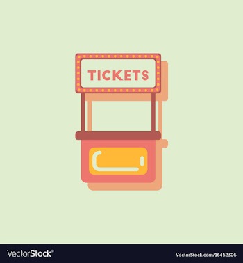 Carnival ticket booth in sticker style vector image