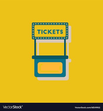 Carnival ticket booth in sticker style vector image