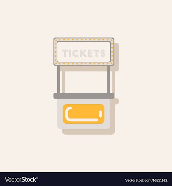 Carnival ticket booth in sticker style vector image