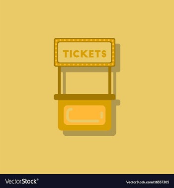 Carnival ticket booth in sticker style vector image