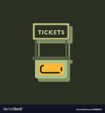 Carnival ticket booth in sticker style vector image