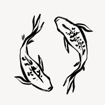 Carp fish line art, animal | Free Photo - rawpixel