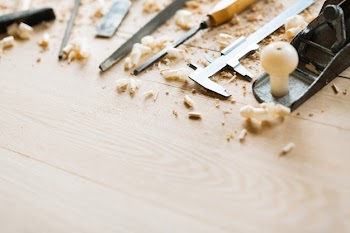 Carpentry tools on wooden table background Free Photo