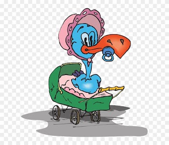 Carriage Baby, Cartoon, Bird, Bonnet, Pacifier, Carriage - Cartoon Baby With Bonnet