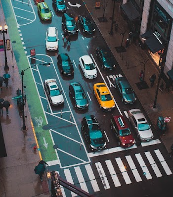 Cars Stopped In Front of Pedestrian Lane