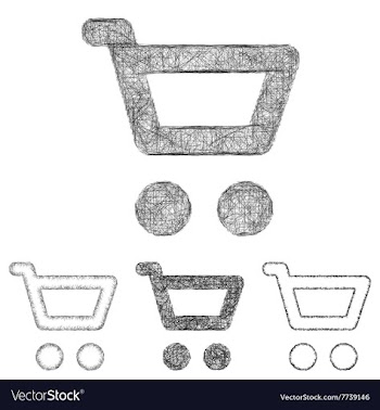 Cart icon set - sketch line art vector image