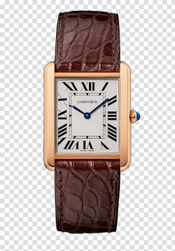 Cartier Tank Watch Jewellery Strap, Coffee color gold Cartier watch mechanical watch male watch transparent background PNG clipart
