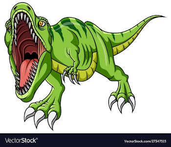 Cartoon angry green dinosaur growling vector image