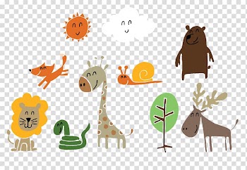 Cartoon animals transparent background PNG clipart