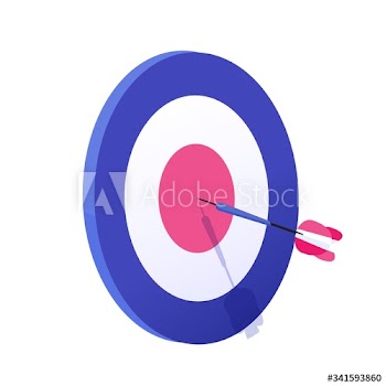 Cartoon arrow exactly on target vector graphic illustration