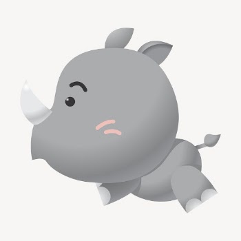 Cartoon baby rhino clipart, cute | Free Photo - rawpixel