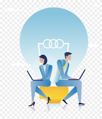 Cartoon Back To Back To Work People - Cartoon Bulb People Working