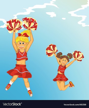 Cartoon background with cheerleaders vector image