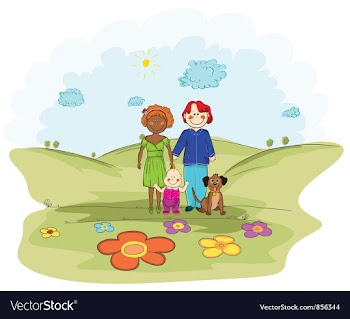 Cartoon background with family vector image