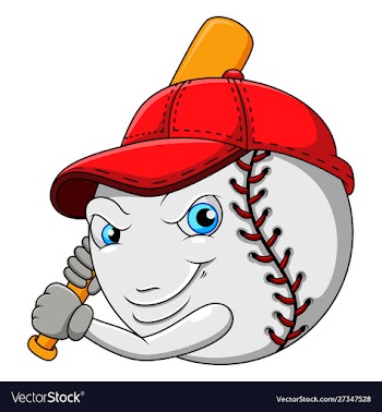 Cartoon baseball hits ball with a swinging sti vector image