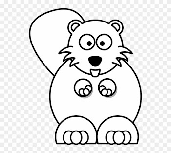 Cartoon Beaver Black White Line Coloring Sheet Colouring - Baby Hippo Coloring Pages