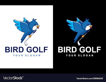 cartoon bird playing golf for a sports mascot