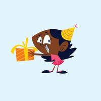 cartoon birthday sticker vector ilustration Free Vector
