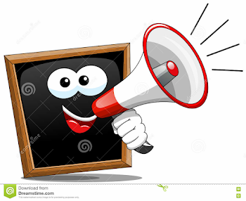 Cartoon Blackboard Speaking Megaphone Stock Vector - Illustration ...