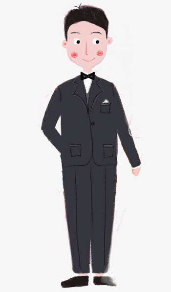 Cartoon Boy Black Suit, Cartoon Clipart, Boy Clipart, Cartoon PNG ...