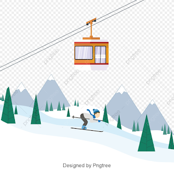 Cartoon Boy Scenic Skiing Elements, Cableway, Cable Car, Cartoon ...