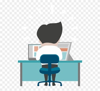 Cartoon Business Man Working At Office Desk - Office Cartoon Png